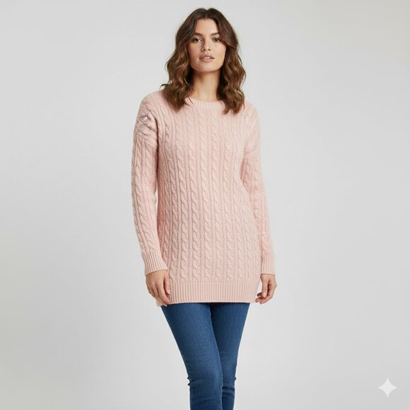 23 Vingt Trois Arrondissements Cable Knit Sweater Lightweight Pink Size 38 - Picture 1 of 13